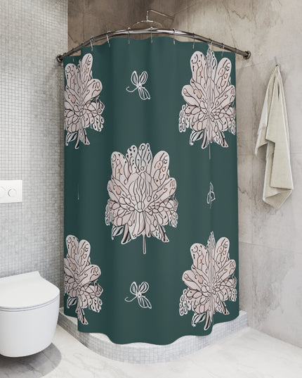 Soft White Floral Butterflies Shower Curtain, 71" x 74"