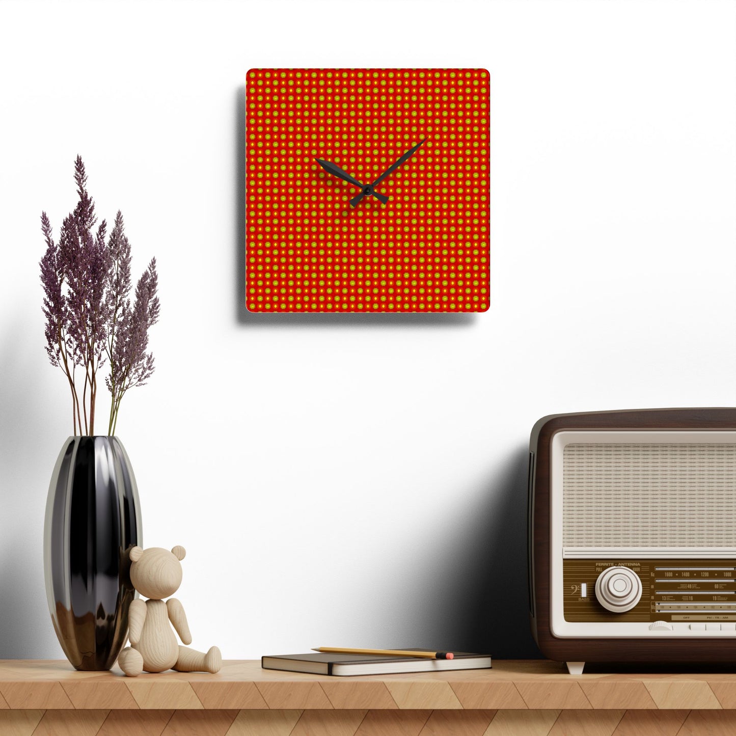 Late Evening Star-crossed Bodies Acrylic Wall Clock, Round or Square, 10.75" x 10.75"