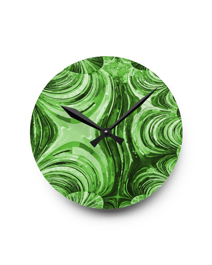 Uzi Spiral Mint Pastel Acrylic Round Wall Clock, 8" x 8"