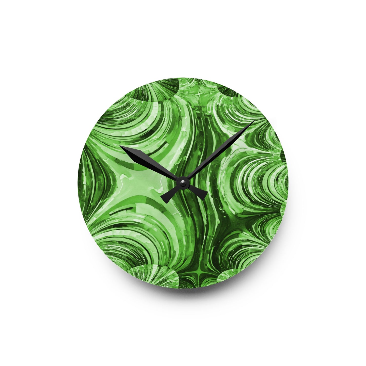 Uzi Spiral Mint Pastel Acrylic Round Wall Clock, 8" x 8"