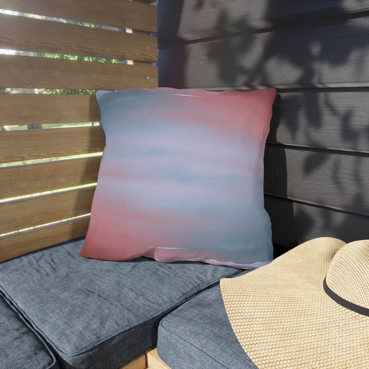Gray Sea Pink Fog 18" x 18" Outdoor Pillow