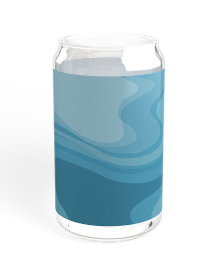 Sky Blue Wavey Sipper Glass, 16oz