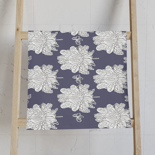 White Floral Butterflies Hand Towel, 16" x 28"