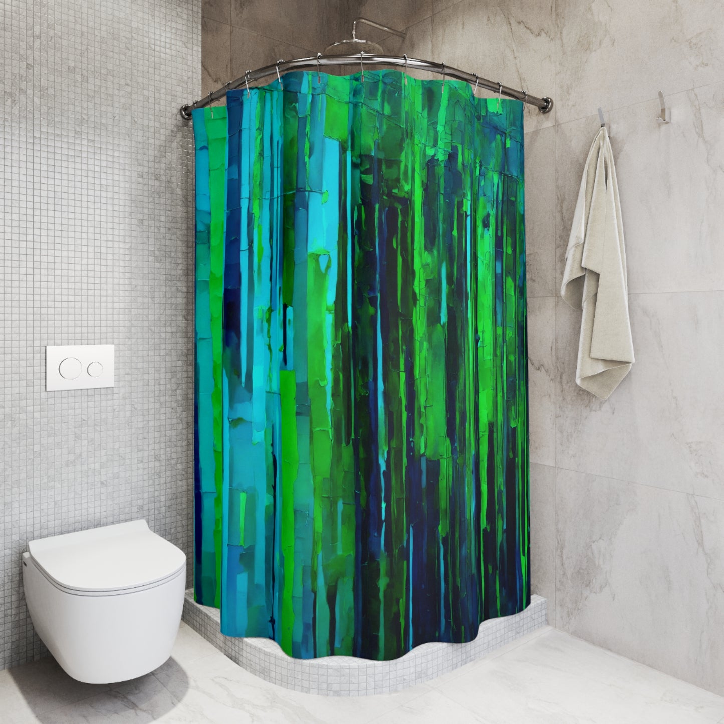 Striped Blue Green Shower Curtains, 71" x 74"