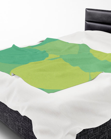 Pastel Green Patches Velveteen Plush Blanket, 50" x 60"