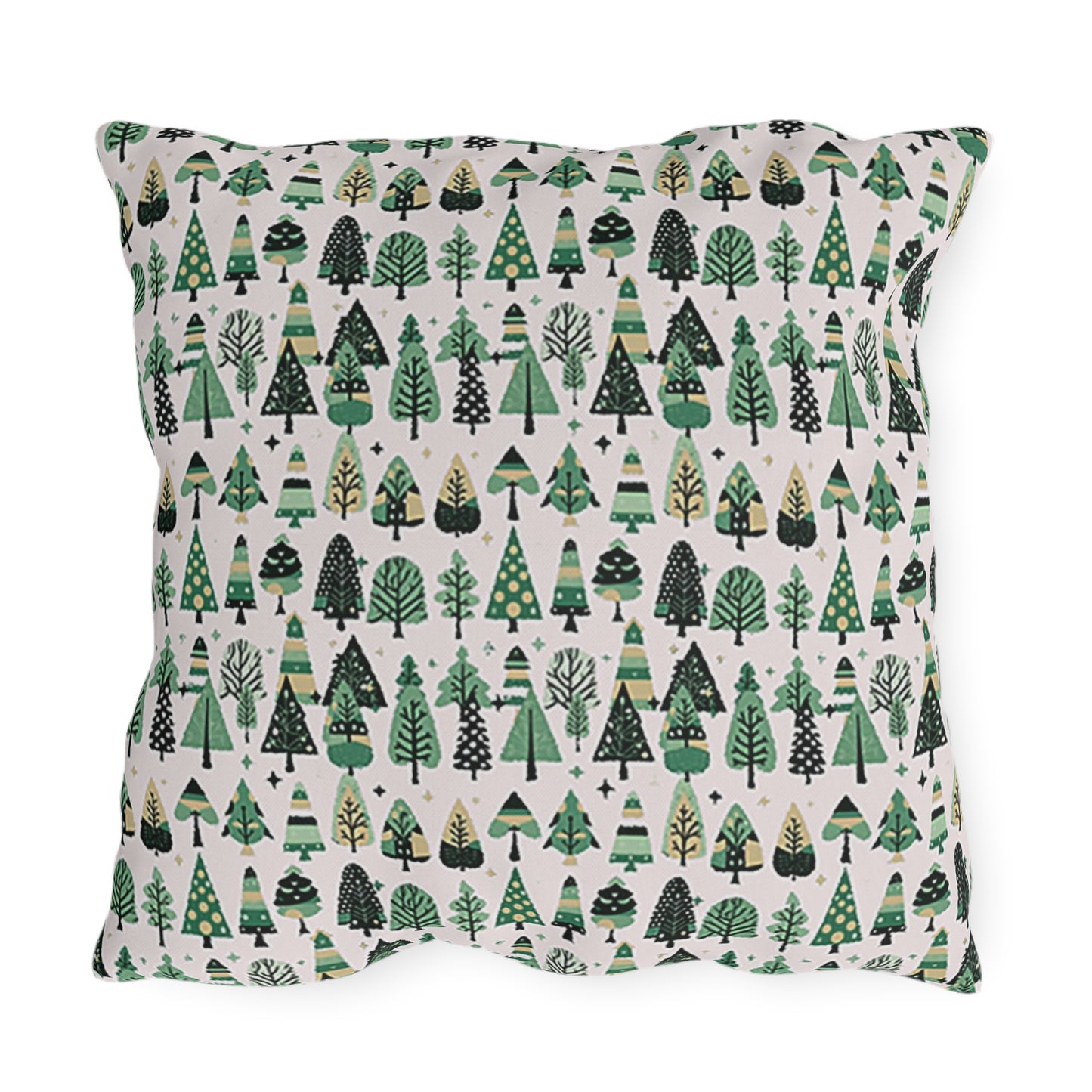 Mini Vintage Green Trees 20" x 20" Outdoor Pillow