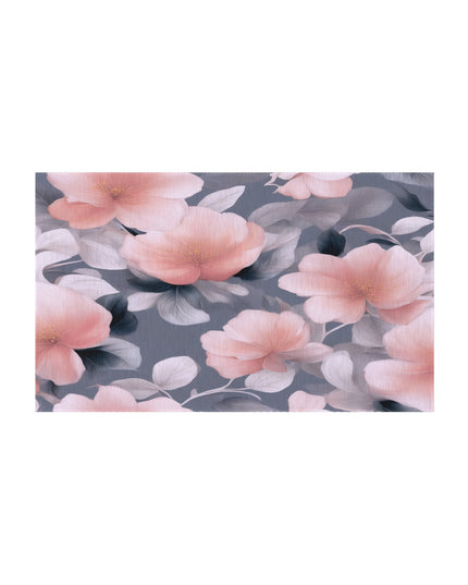 Peach and Blue Gray Floral Bunch Outdoor Rug, 36" x 60"