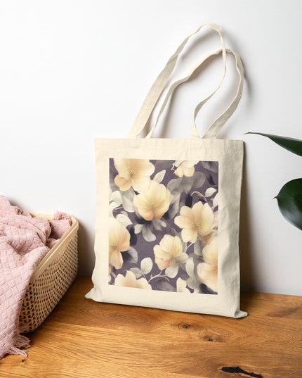 White Blush Floral Bunch Cotton Canvas Tote Bag