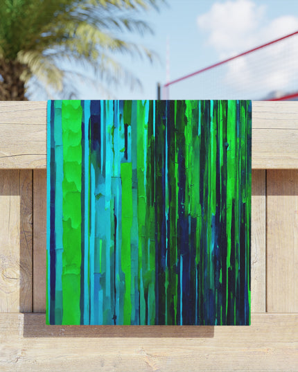 Striped Blue Green Beach Towel, 18" x 27"