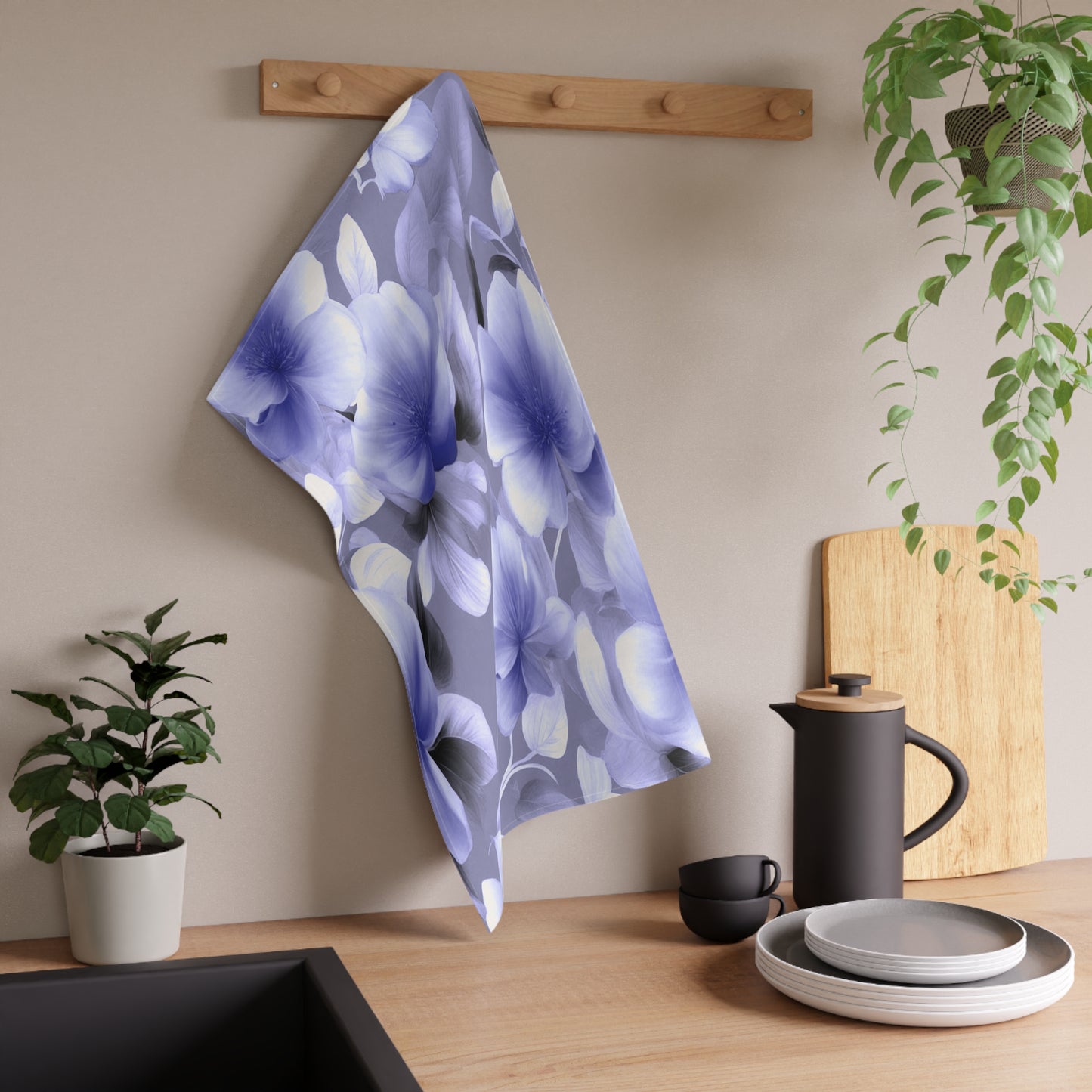 Indigo Blossom Floral Bunch Tea Towels (cotton, poly), 18" x "30