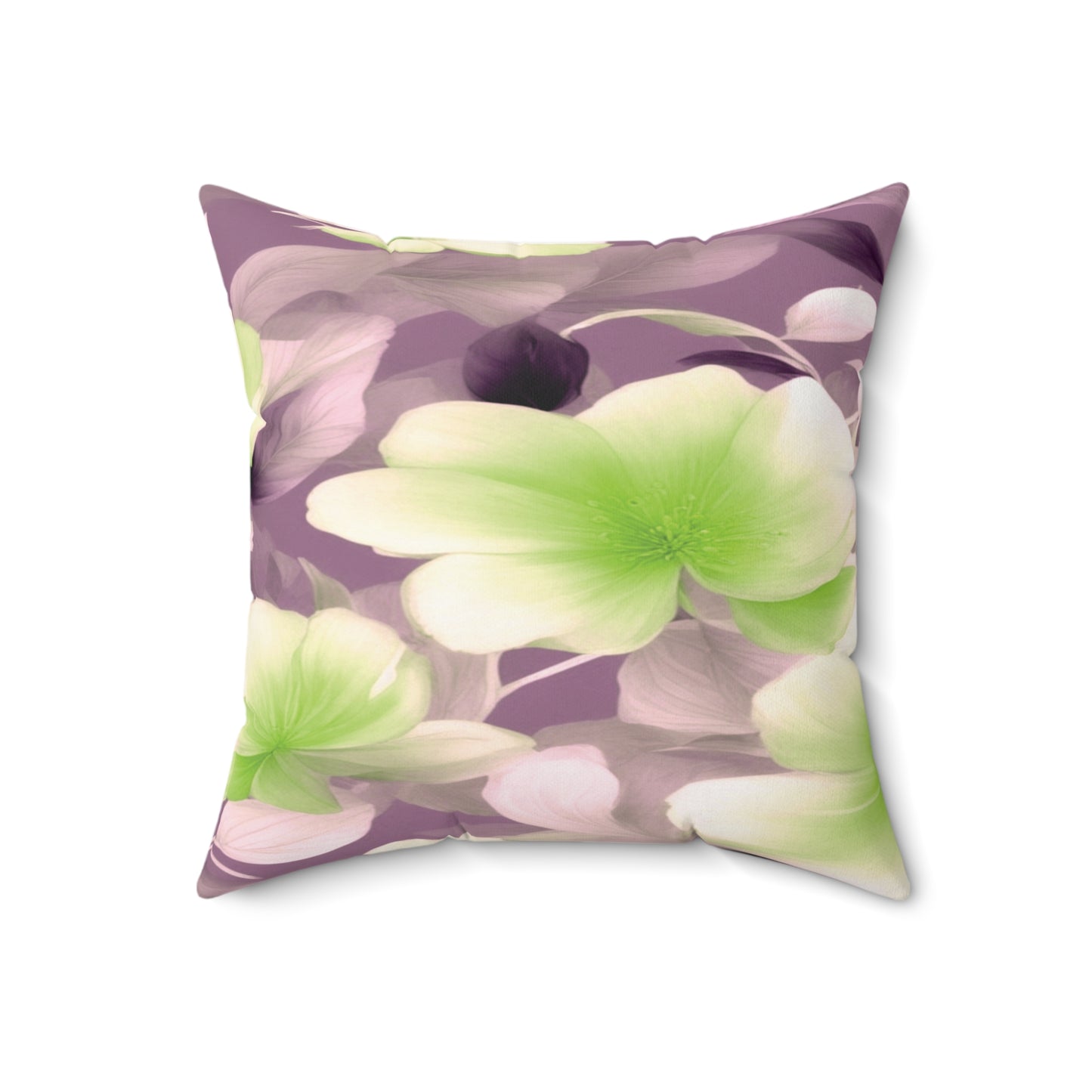 Lime Lavender Floral Bunch Faux Suede Square Pillow, 18" x 18"