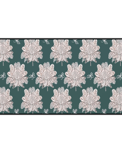 Soft White Floral Butterflies 12" x 22" Desk Mat