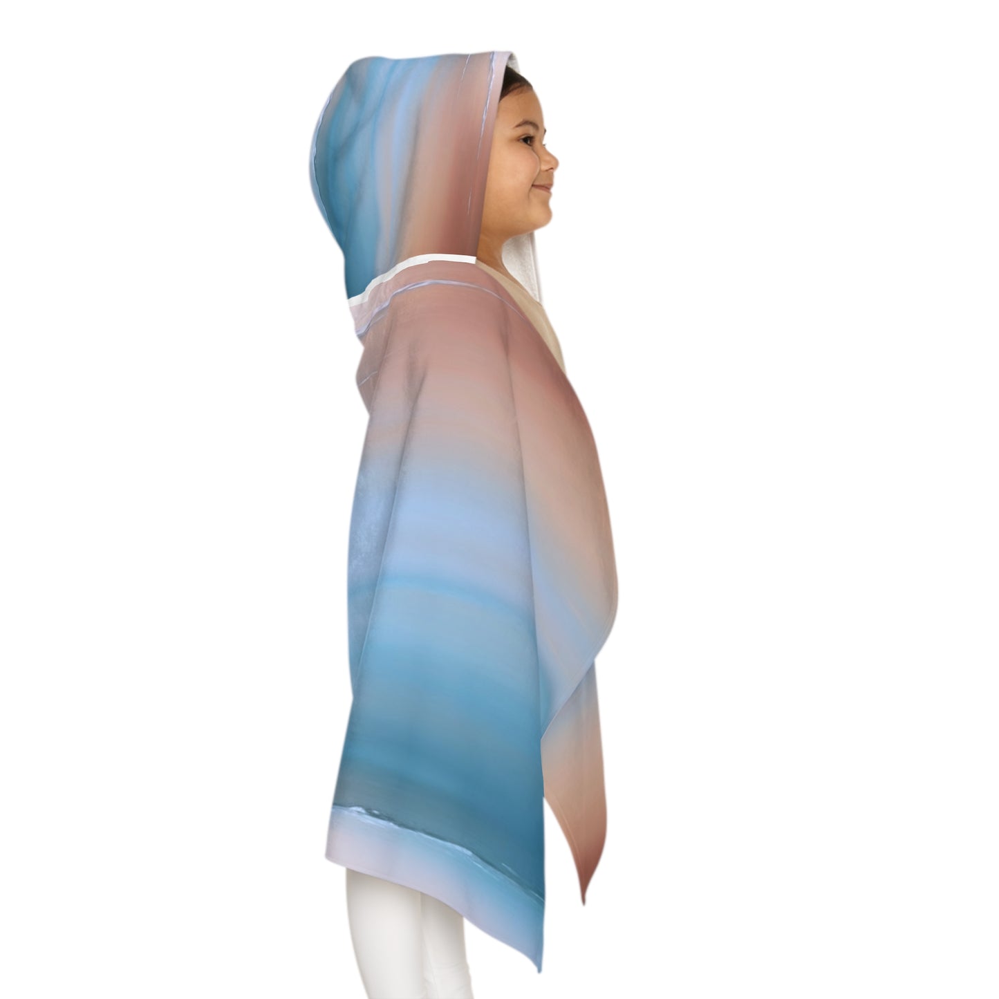 Blue Sea Peach Fog Youth Hooded Towel, 24" x 48"