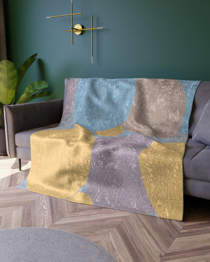 Pastel Baby Blue and Peach Patches 50" x 60" Crushed Velvet Blanket