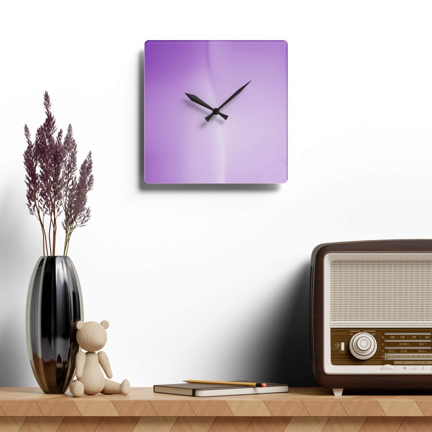 Soft Lavender Fade Acrylic Wall Clock, Round or Square, 10.75" x 10.75"