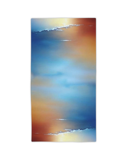 Blue Sea Red Orange Fog Beach Towel, 24" x 44"