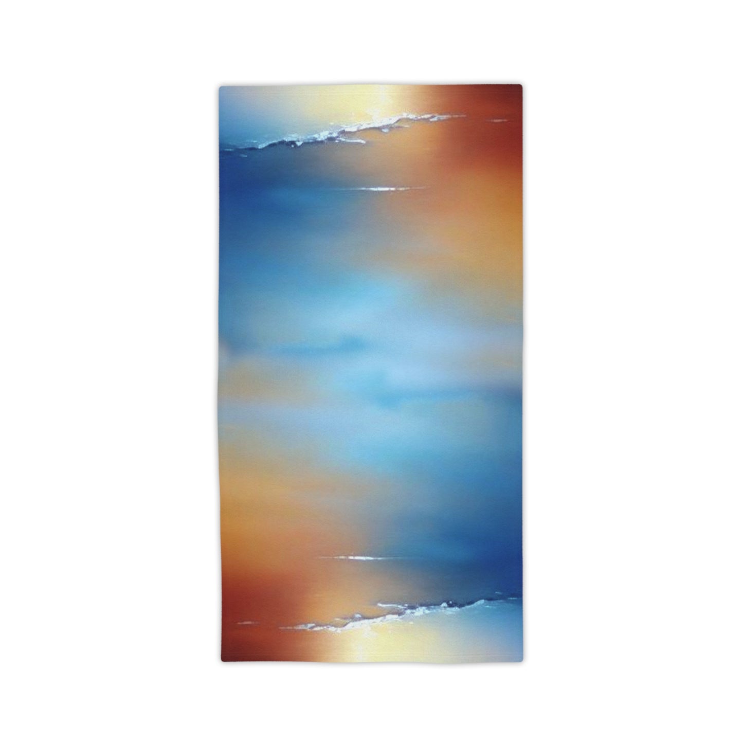 Blue Sea Red Orange Fog Beach Towel, 24" x 44"