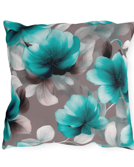 Tif Green Gray Floral Bunch 18" x 18" Outdoor Pillow