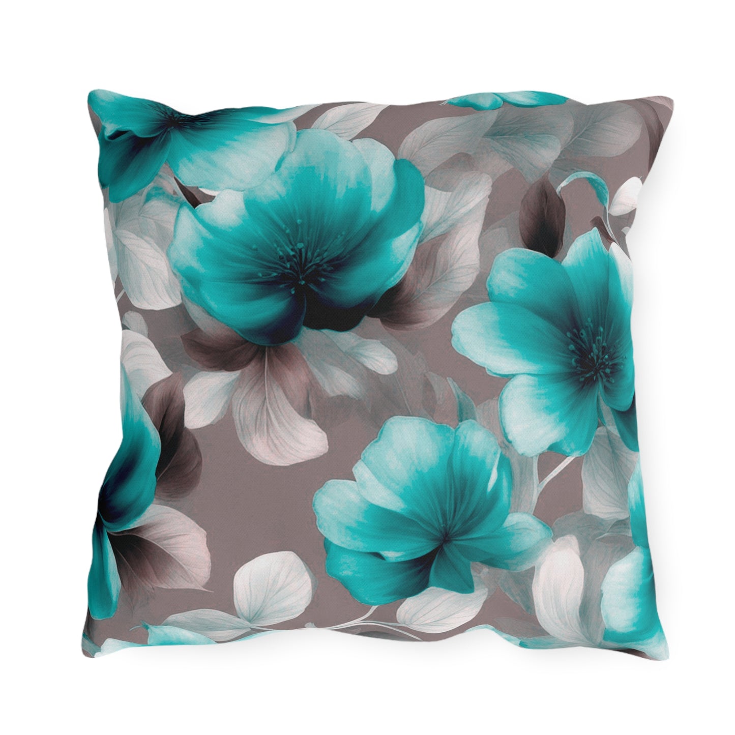 Tif Green Gray Floral Bunch 18" x 18" Outdoor Pillow