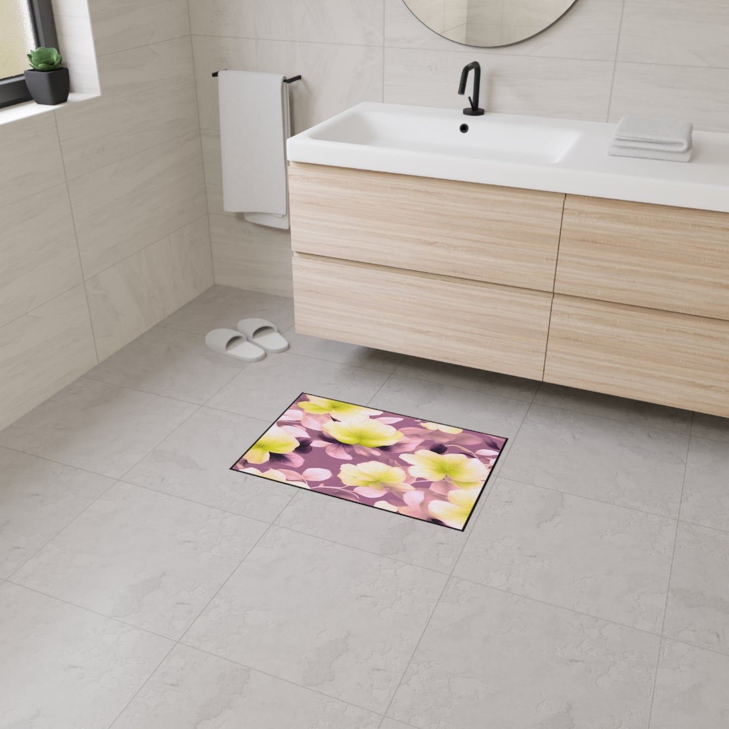 Lemon Blossom Floral Bunch Heavy Duty Floor Mat, 18" x 27"