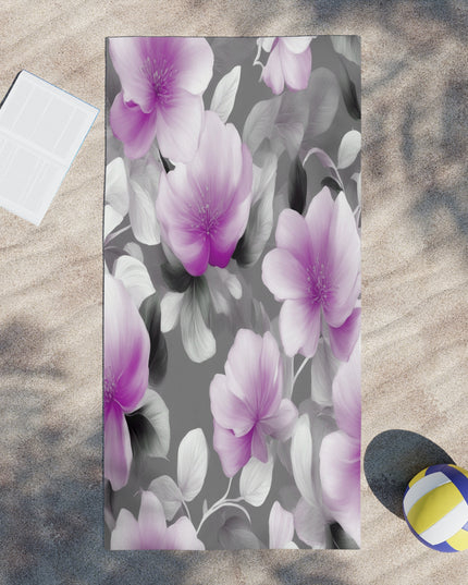 Purple Blossom Floral Bunch Beach Towel, 30" x 60"