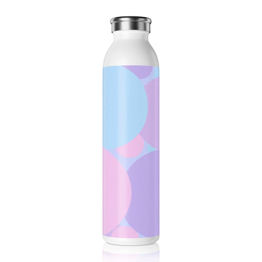 Pastel Purple and Mauve Patches Slim Water Bottle, 20 oz White