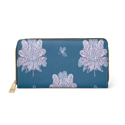 Lavender Floral Butterflies Elegant Abstract Zipper Wallet - Stylish & Functional Accessory for Everyday Use