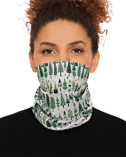 Mini Vintage Green Trees Winter Neck Gaiter With Drawstring