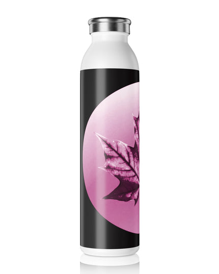 Magenta Maple Leaf Slim Water Bottle, 20 oz White