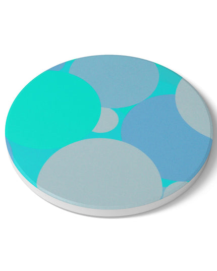 Pastel Tan and Tif Patches 4" x 4" Round Ceramic Coaster