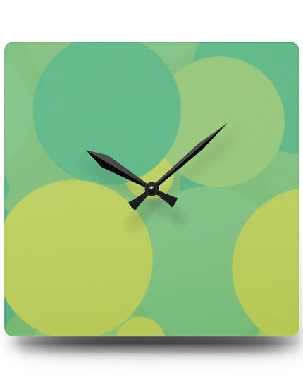 Pastel Green Patches Acrylic Wall Clock, Round or Square, 10.75" x 10.75"