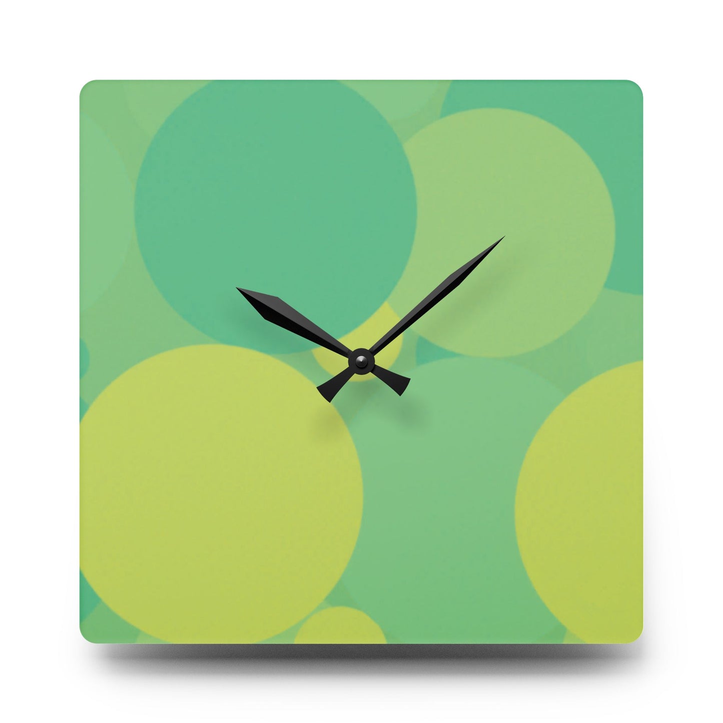 Pastel Green Patches Acrylic Wall Clock, Round or Square, 10.75" x 10.75"