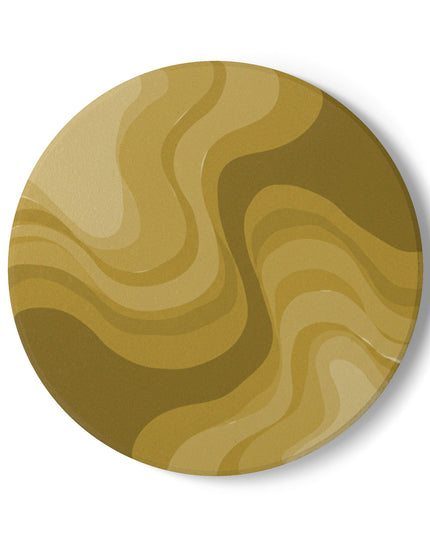 Brown Wavey 4" x 4" Round Ceramic Coaster