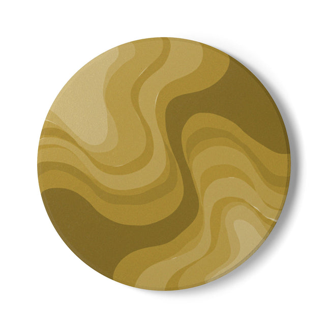 Brown Wavey 4" x 4" Round Ceramic Coaster