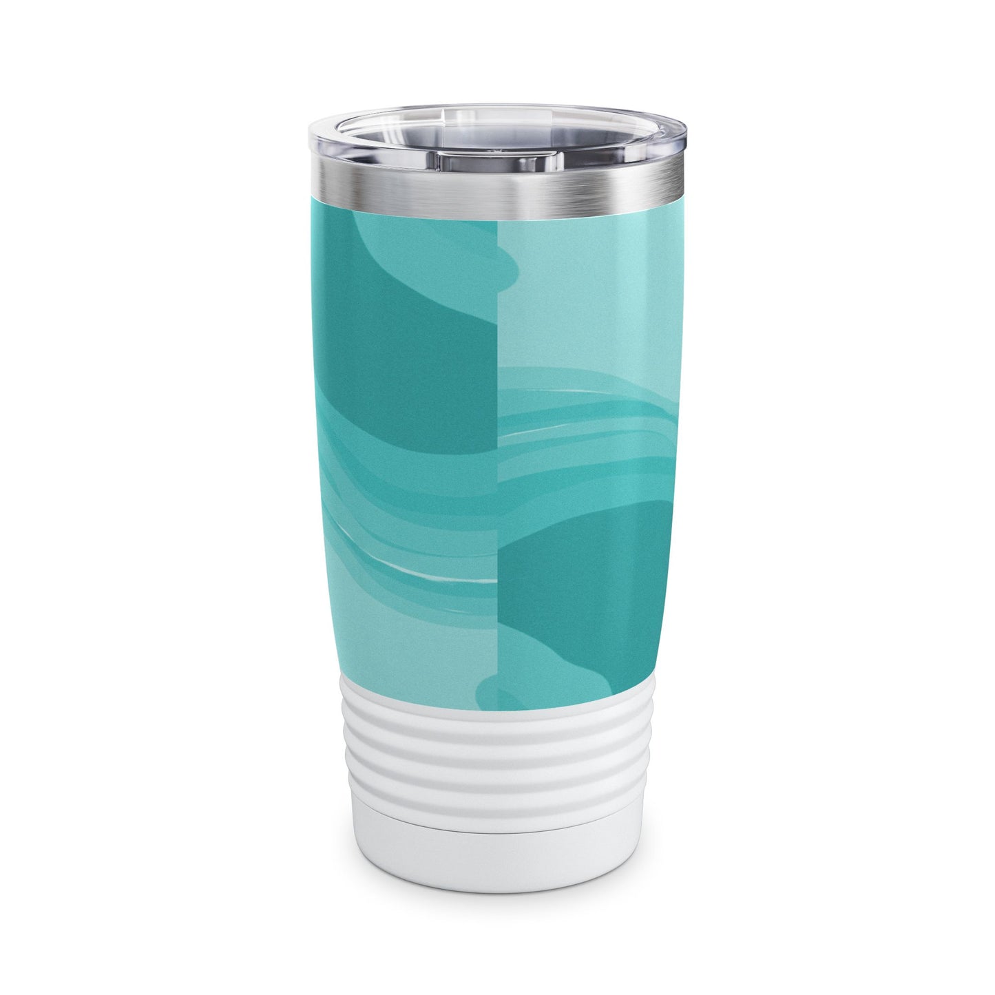 Tif Green Wavey Ringneck Tumbler, 20oz in white, steel and black