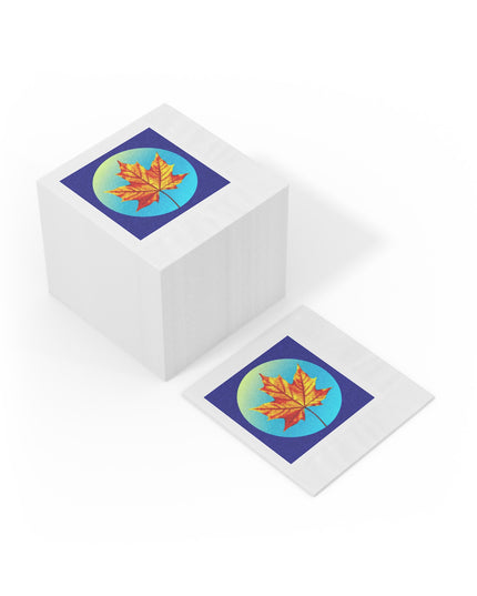 Alpha Maple Leaf White Coined Napkins, 6.5" x 6.5"