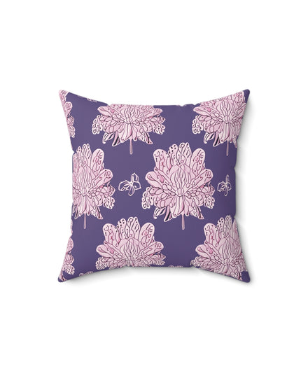 Magenta Floral Butterflies 14" x 14" Faux Suede Square Pillow