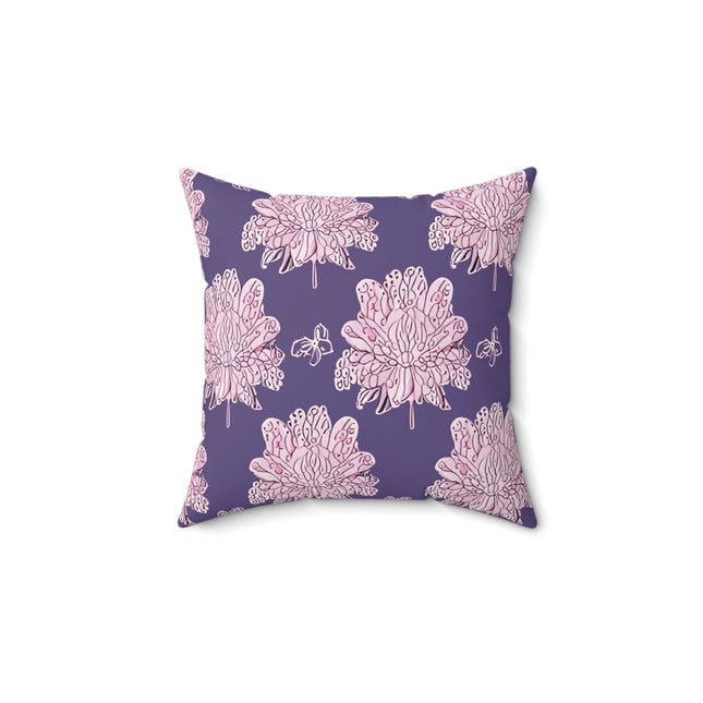 Magenta Floral Butterflies 14" x 14" Faux Suede Square Pillow