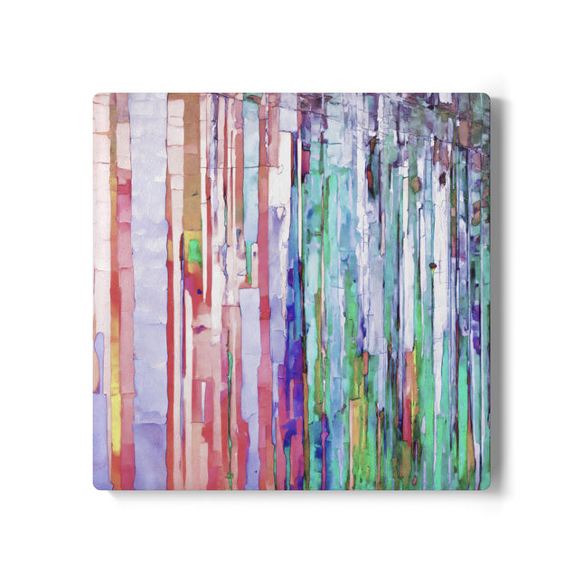 Striped Pastels 4" x 4" Square Ceramic Coaster