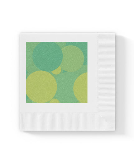 Pastel Green Patches White Coined Napkins, 4.8" x 4.8"