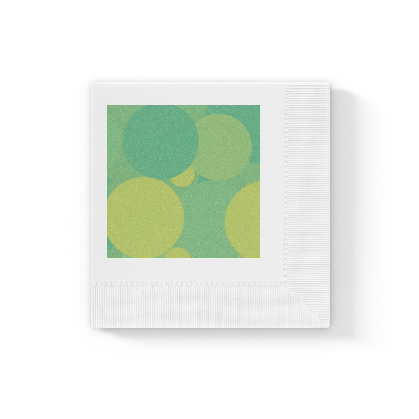 Pastel Green Patches White Coined Napkins, 4.8" x 4.8"