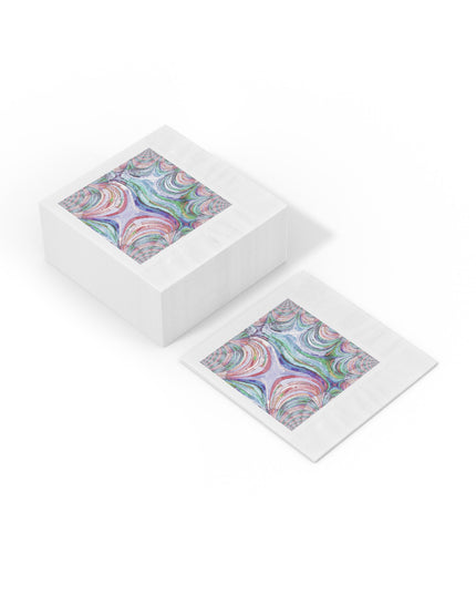 Uzi Spiral Pastels White Coined Napkins, 6.5" x 6.5"