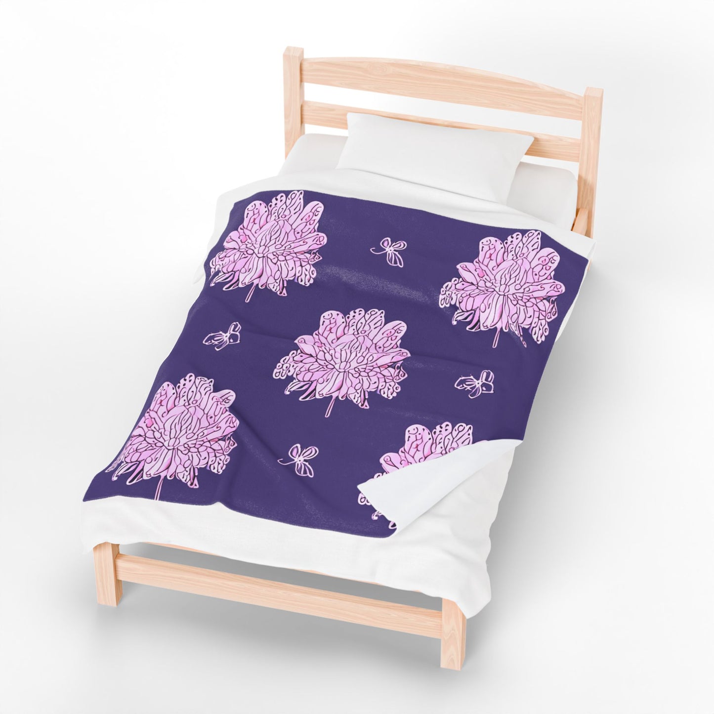 Magenta Floral Butterflies Velveteen Plush Blanket, 50" x 60"