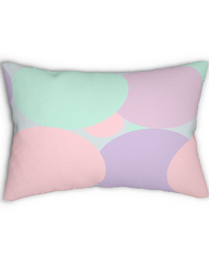 Pastel Peach and Soft Green Patches Spun Polyester Lumbar Pillow, 20" x 14"