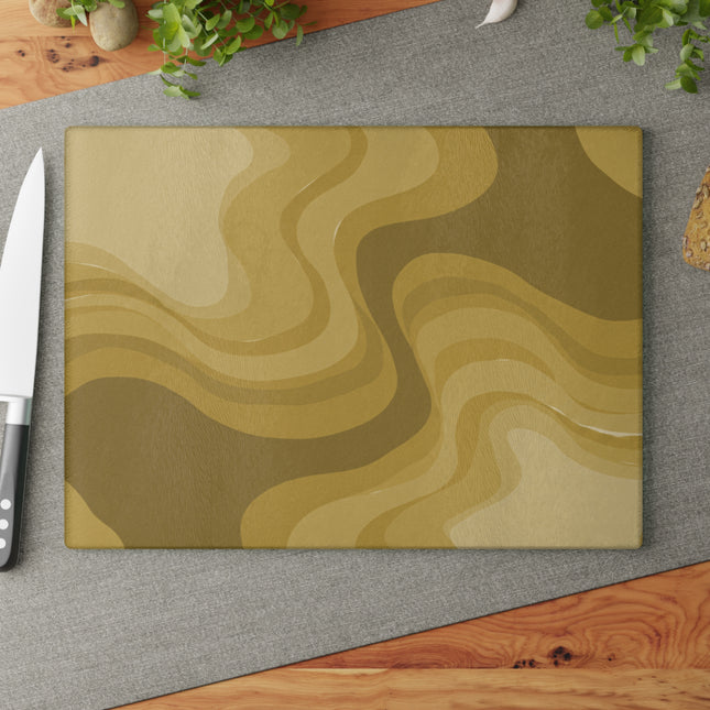 Brown Wavey Glass Cutting Board, 11" x 15"
