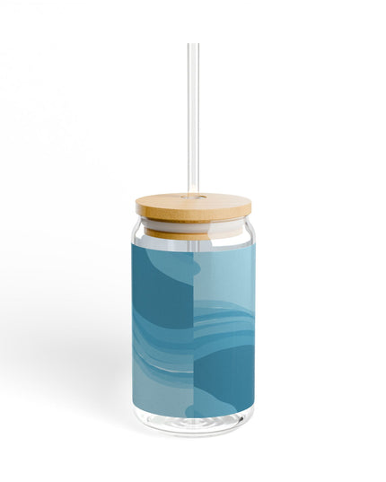 Sky Blue Wavey Sipper Glass, 16oz