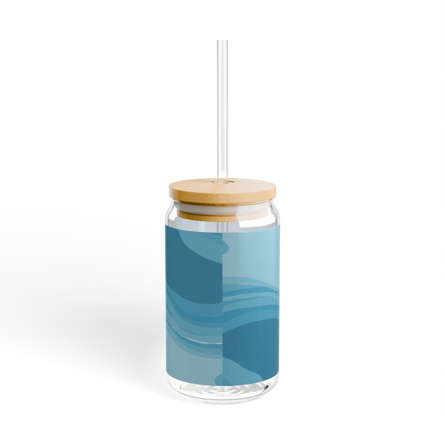 Sky Blue Wavey Sipper Glass, 16oz
