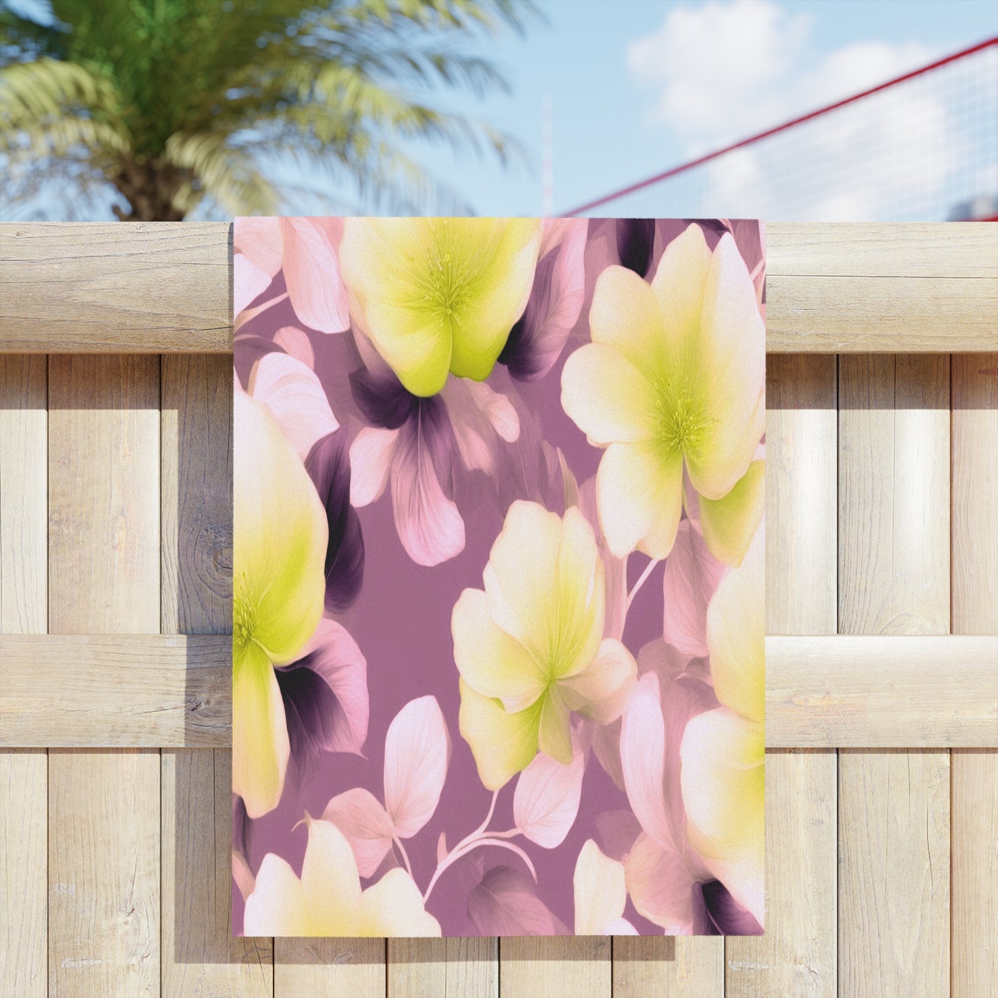 Lemon Blossom Floral Bunch Beach Towel, 24" x 44"