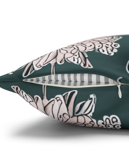 Soft White Floral Butterflies Spun Polyester Square Pillowcase, 14" x 14"