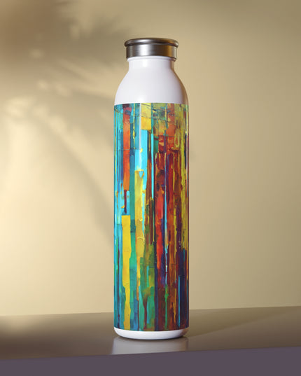 Striped Alpha Slim Water Bottle, 20 oz White